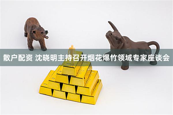 散户配资 沈晓明主持召开烟花爆竹领域专家座谈会